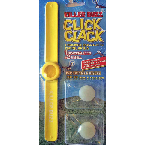 Click Clack antizanzara, 1 bracciale più due ricariche