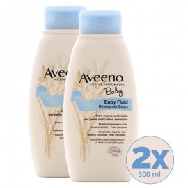 Aveeno Baby Fluid Detergente Fluido 2x500ml Confezione doppia
