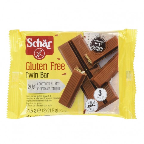 Schär Twin Wafer senza glutine al Cioccolato al Latte, 3 x 21.5 g