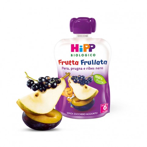 Hipp Bio Frutta Frullata Pera, Prugna e Ribes Nero, 90 gr