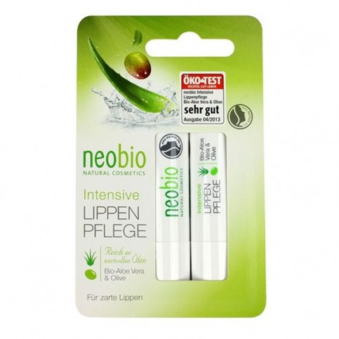 NeoBio Cura Labbra Stick con Aloe e Oliva, 2 pz da 4.8 g cad