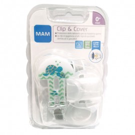 MAM Porta Succhietto Clip&Cover con Copritettarella, grigio neutro