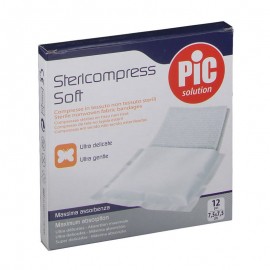 PIC Stericompress Soft Compresse di garza sterili in TNT 7.5x7.5 cm, 12 buste da 1 garza