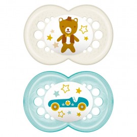 MAM Original Ciuccio in silicone 16+ mesi - Azzurro e Neutro Maschio, 2 pezzi